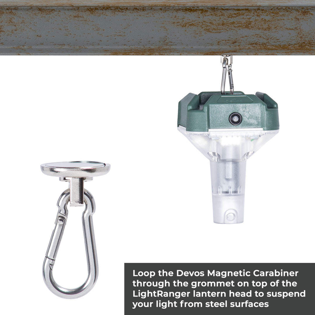 Devos-Magnetic-Carabiner-suspends-LightRanger-lantern-from-steel-surfaces - NVMOS