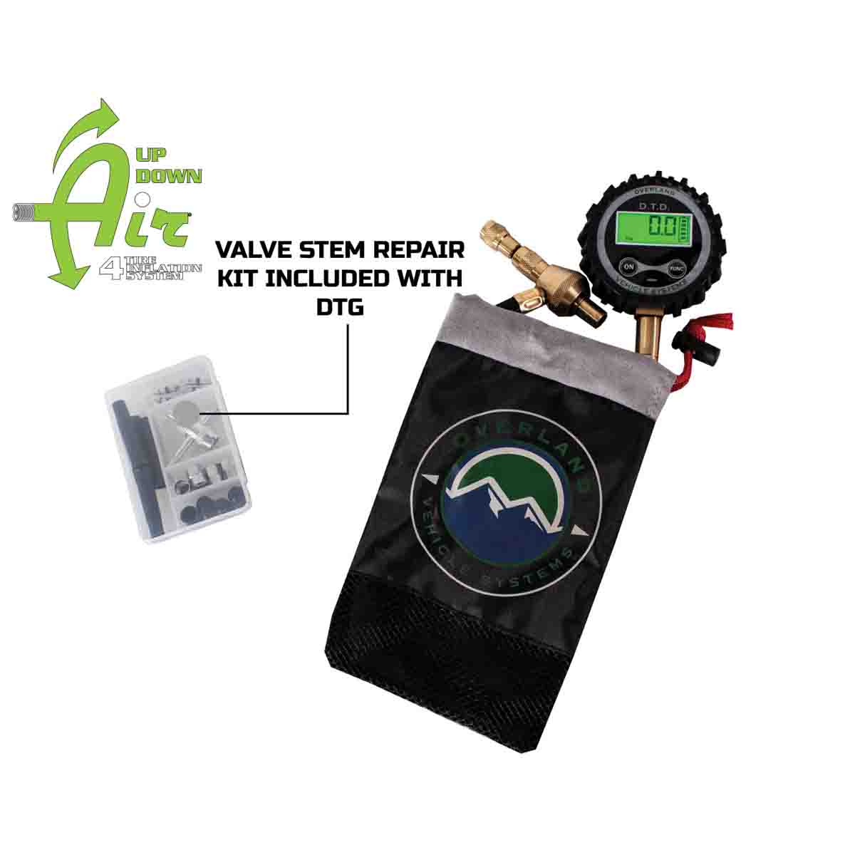 Up Down Air tire deflator with valve kit and storage bag - view 5