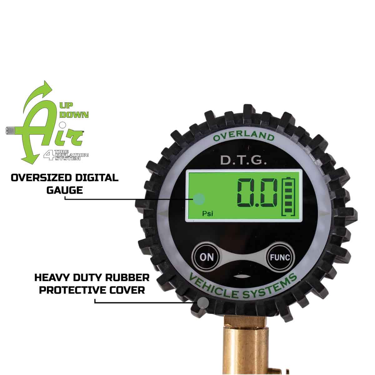 Up Down Air digital tire gauge with valve kit and storage bag - view 2