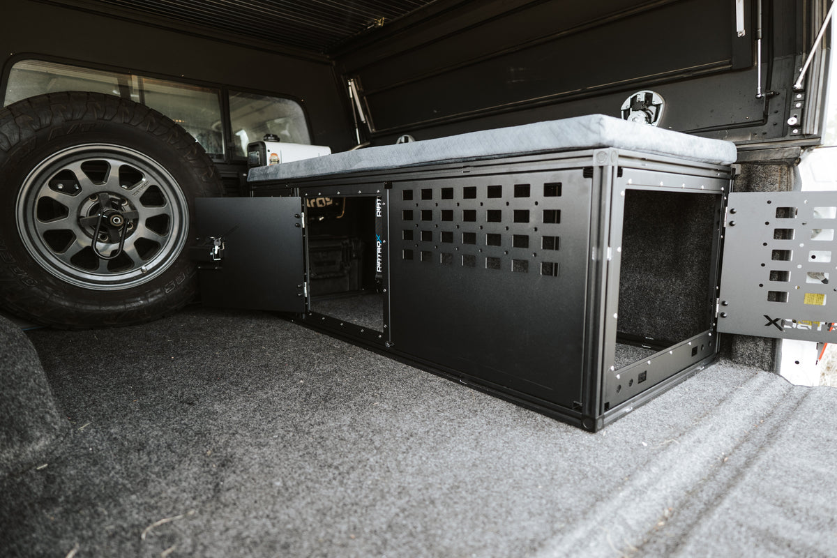 Dirtbox Overland interior storage bench for canopy campers, universal fit