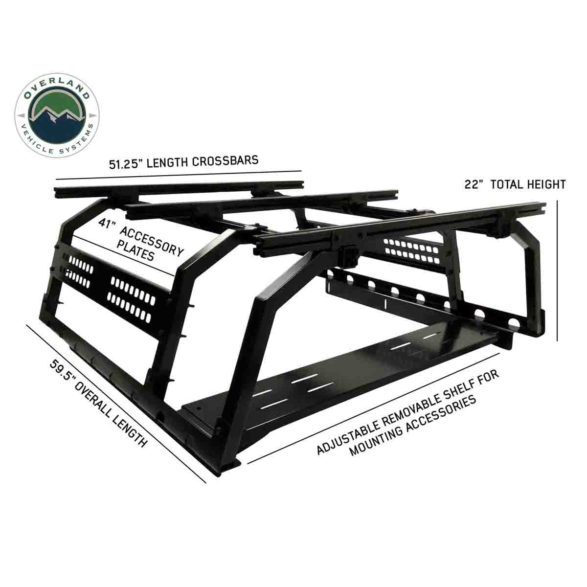 Overland Vehicle Systems Discovery bed rack for mid size short bed trucks - view 3