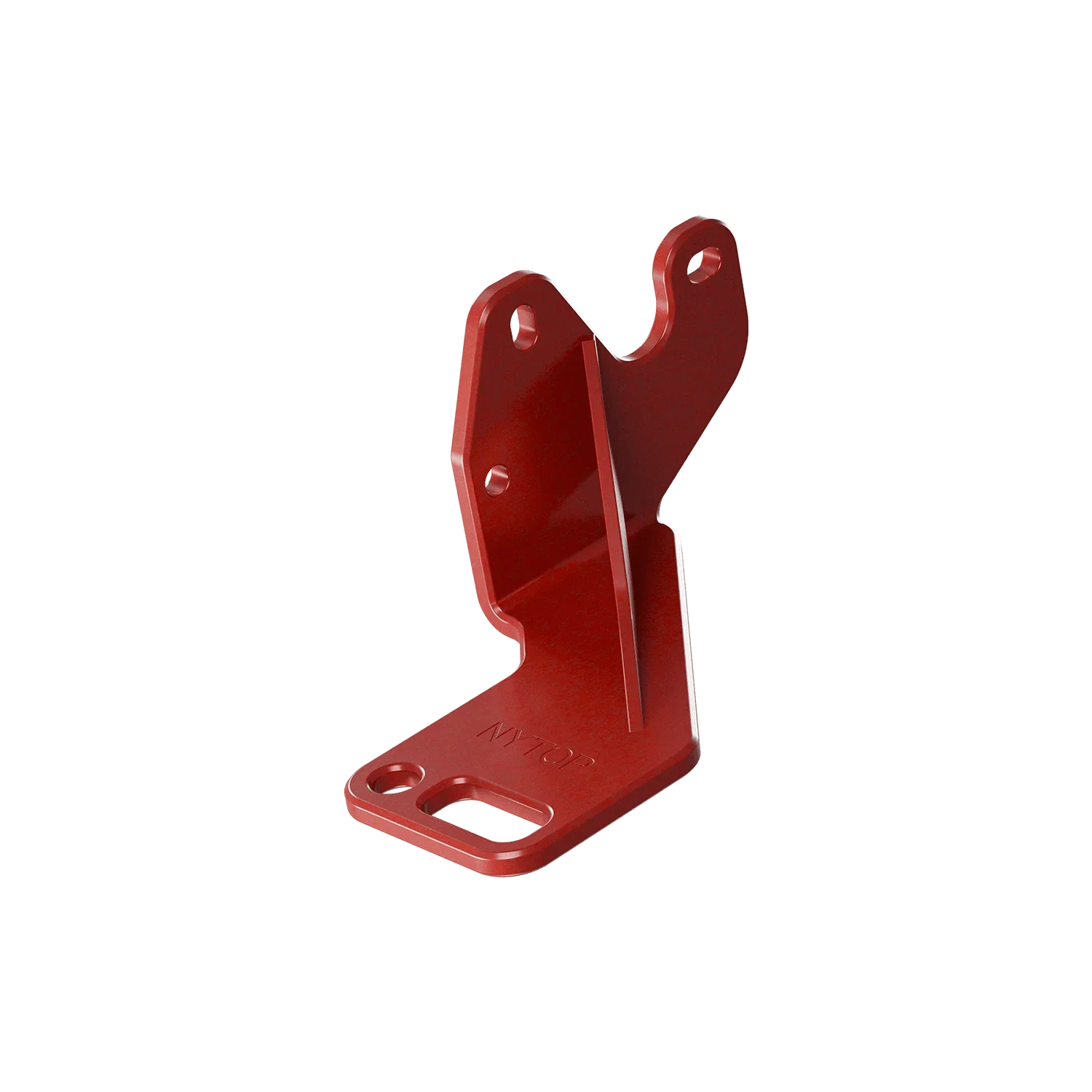 Red metal mounting bracket for off-road vehicle accessories, isolated on grey background
