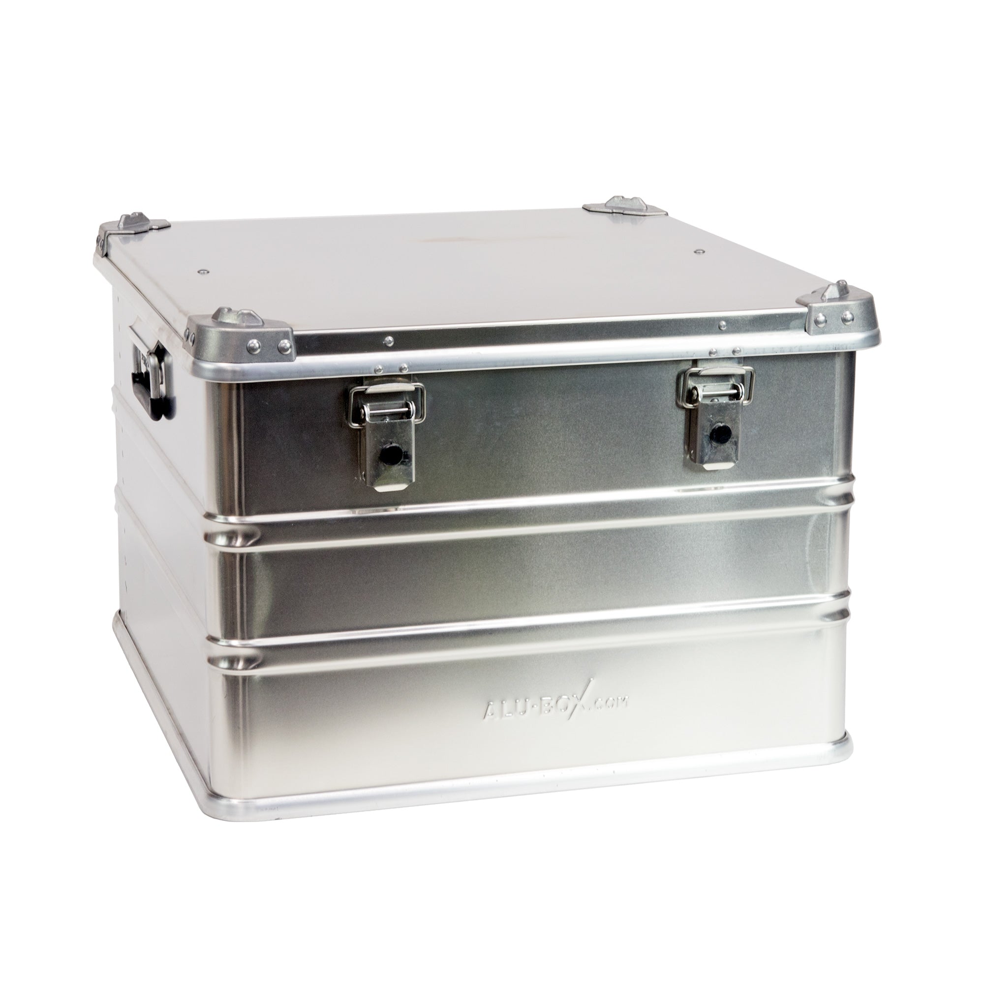 Aluminum storage box with latches for overlanding and expedition vehicle gear