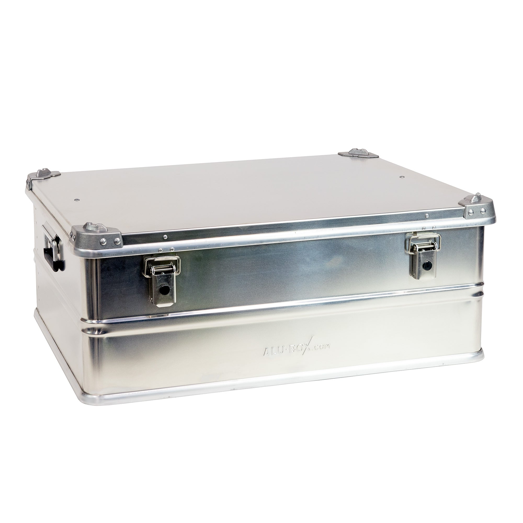 120L aluminum storage box with metal latches for overlanding and camping gear organization