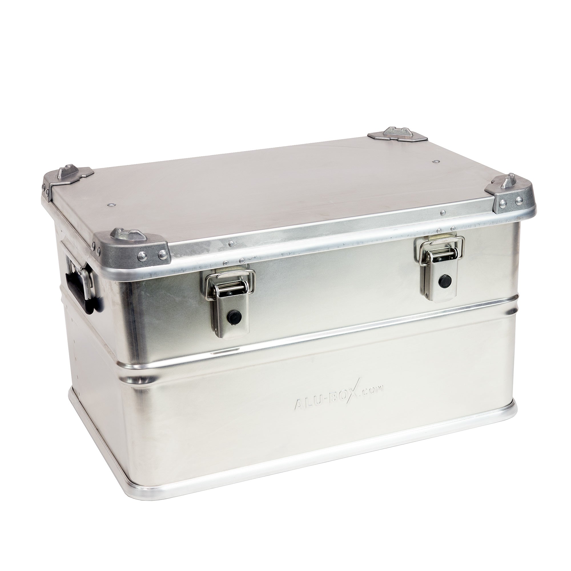 Aluminum storage box with latches, ideal for overlanding and expedition vehicle gear