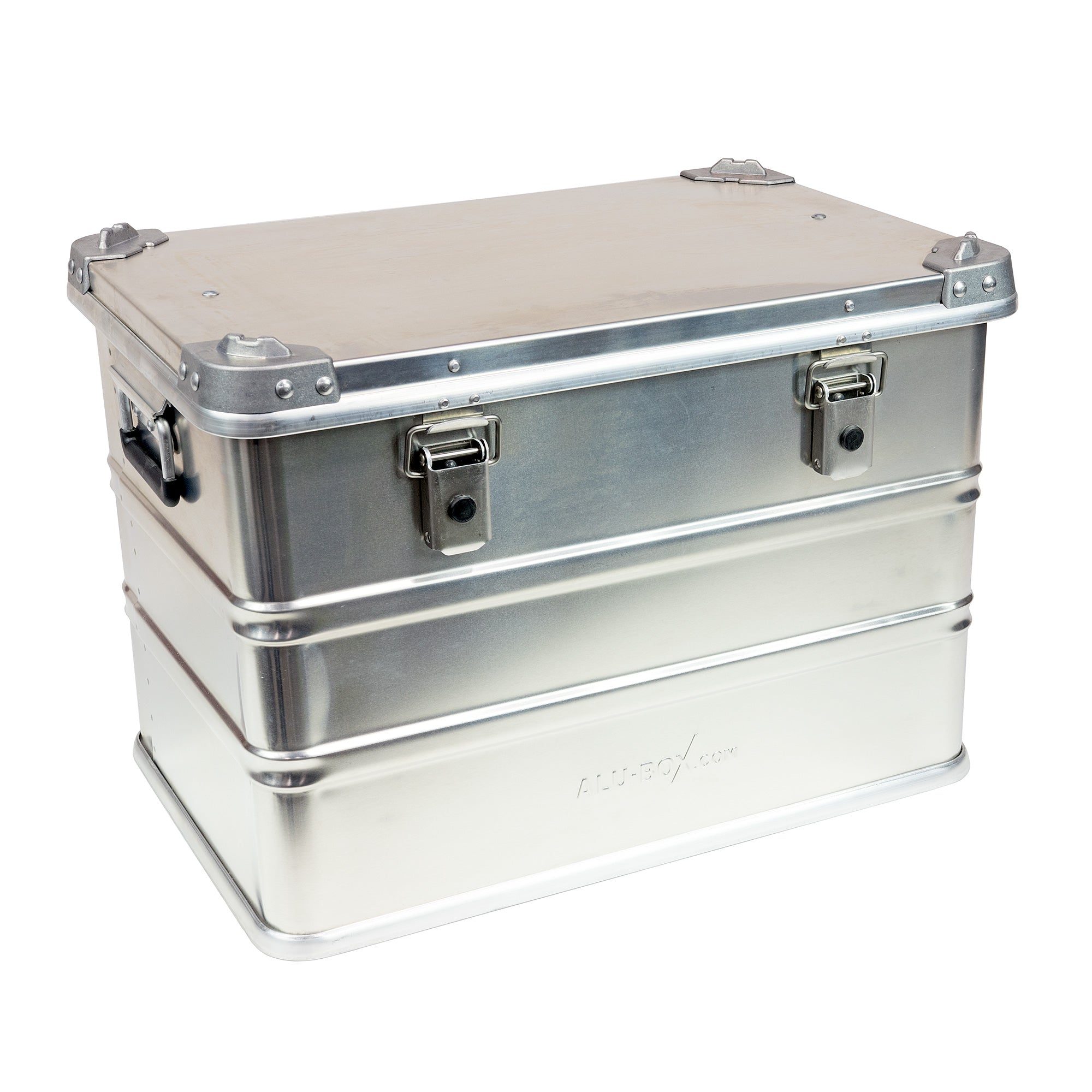 Aluminum storage box with latches for overlanding and camping gear organization