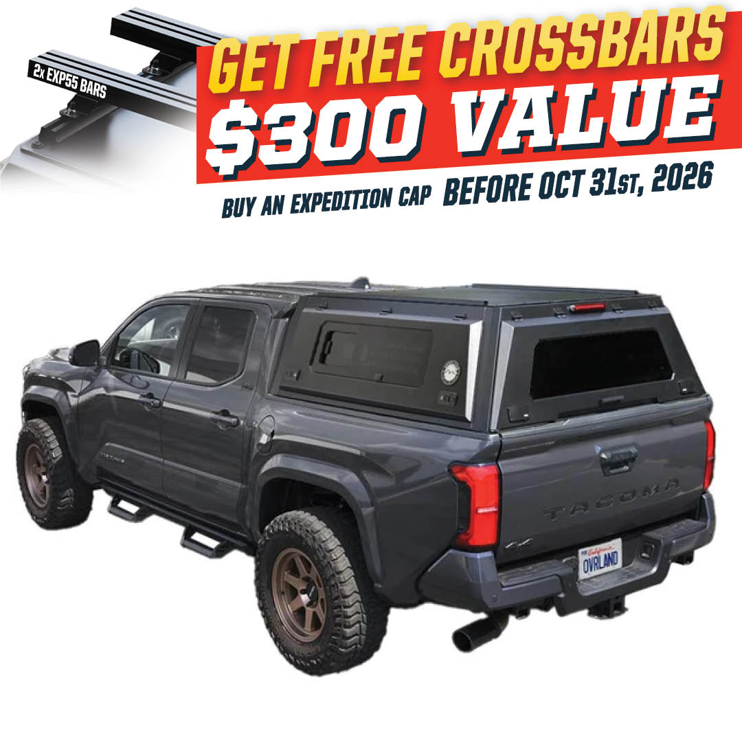 OVS Expedition PRO+ truck cap with full windows for 2024-2027 Toyota Tacoma