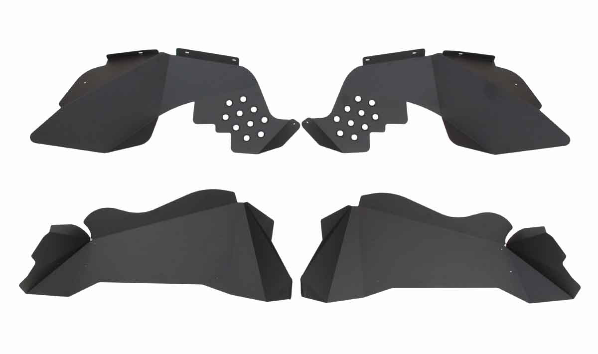 Black steel off-road fender liners with ventilation holes for Toyota Tacoma or 4Runner