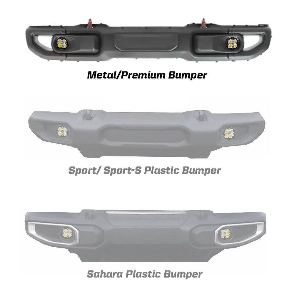Baja Designs Jeep JL/JT Squadron-R SAE Fog Pocket Light Kit - Jeep 2020-2026 Gladiator; 2018-2026 Wrangler JL; NOTE: w/ OE Rubicon Bumper