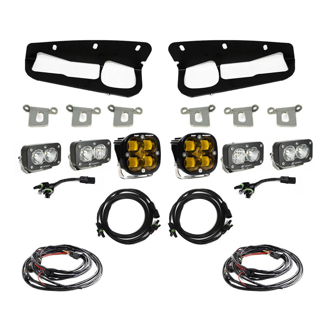 Baja Designs Ford Squadron SAE/Dual S2 Sport Steel Bumper Fog Pocket Light Kit - Ford 2021-2026 Bronco; 2022-2026 Bronco Raptor; NOTE: w/ OE Steel Bumper
