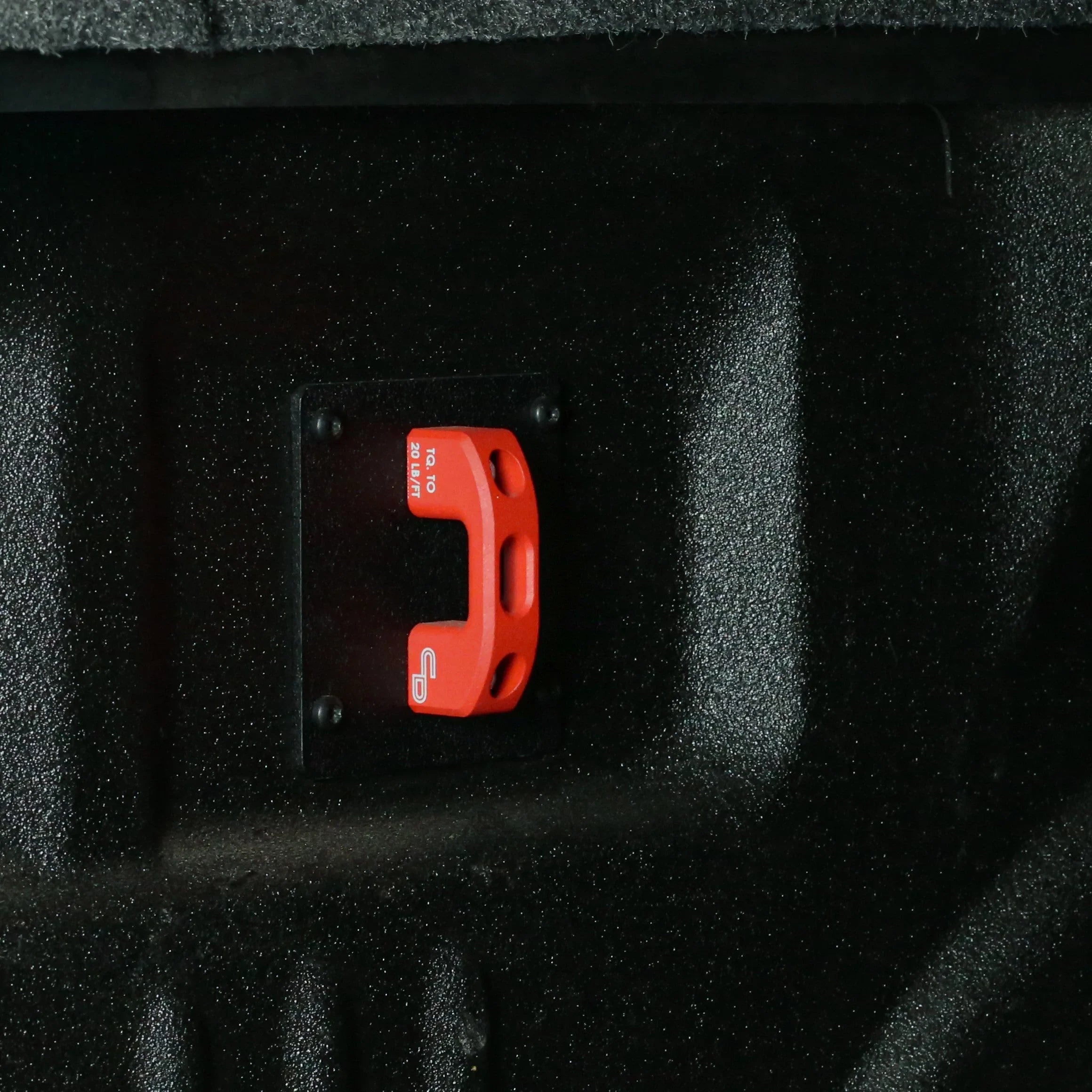 Ford truck bed red BoxLink tie down anchor with powder coated finish