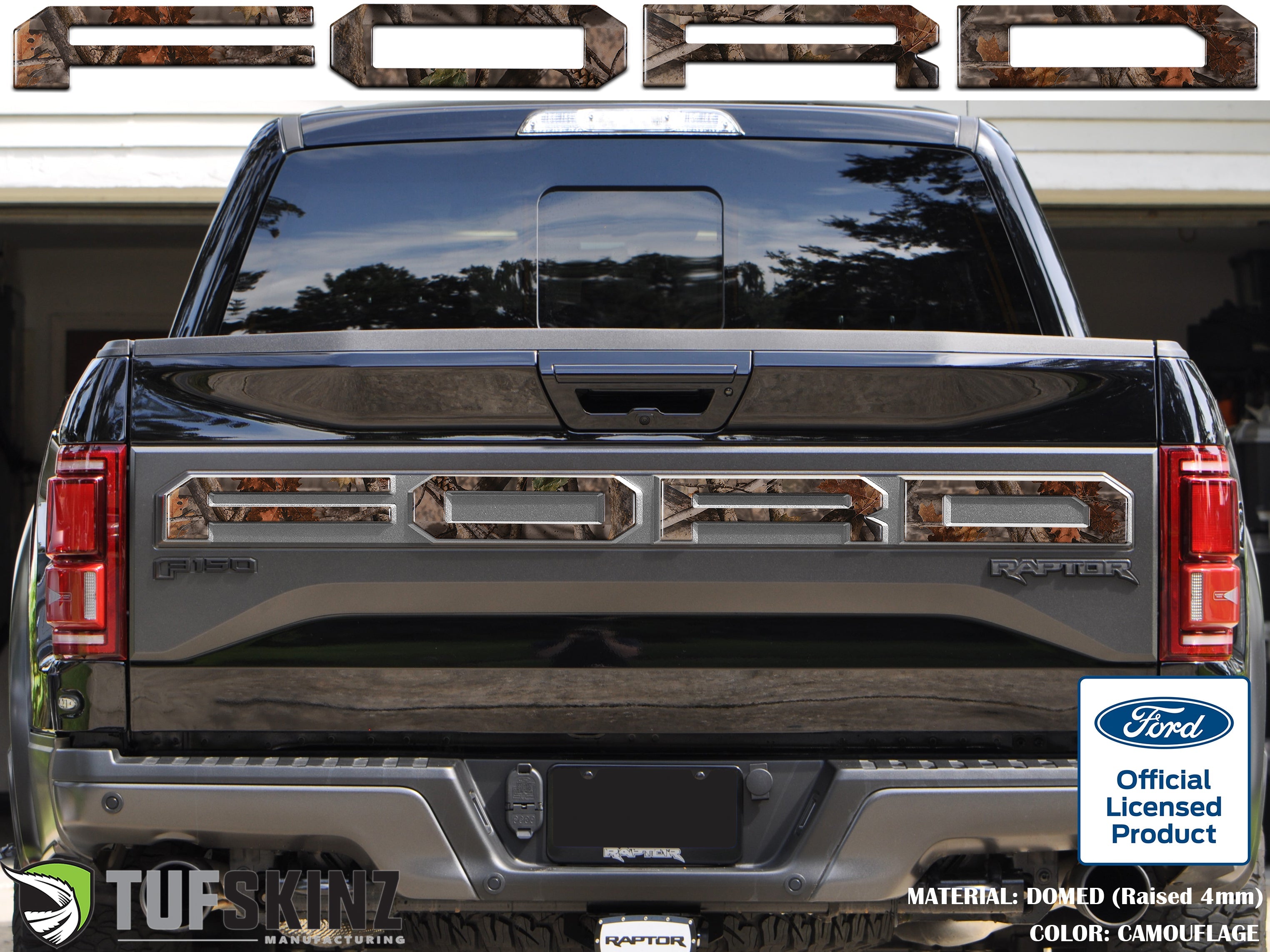 "FORD" Raptor Tailgate Lettering Overlays Fits 2015-2018 Ford F-150 2015-2018 Camouflage