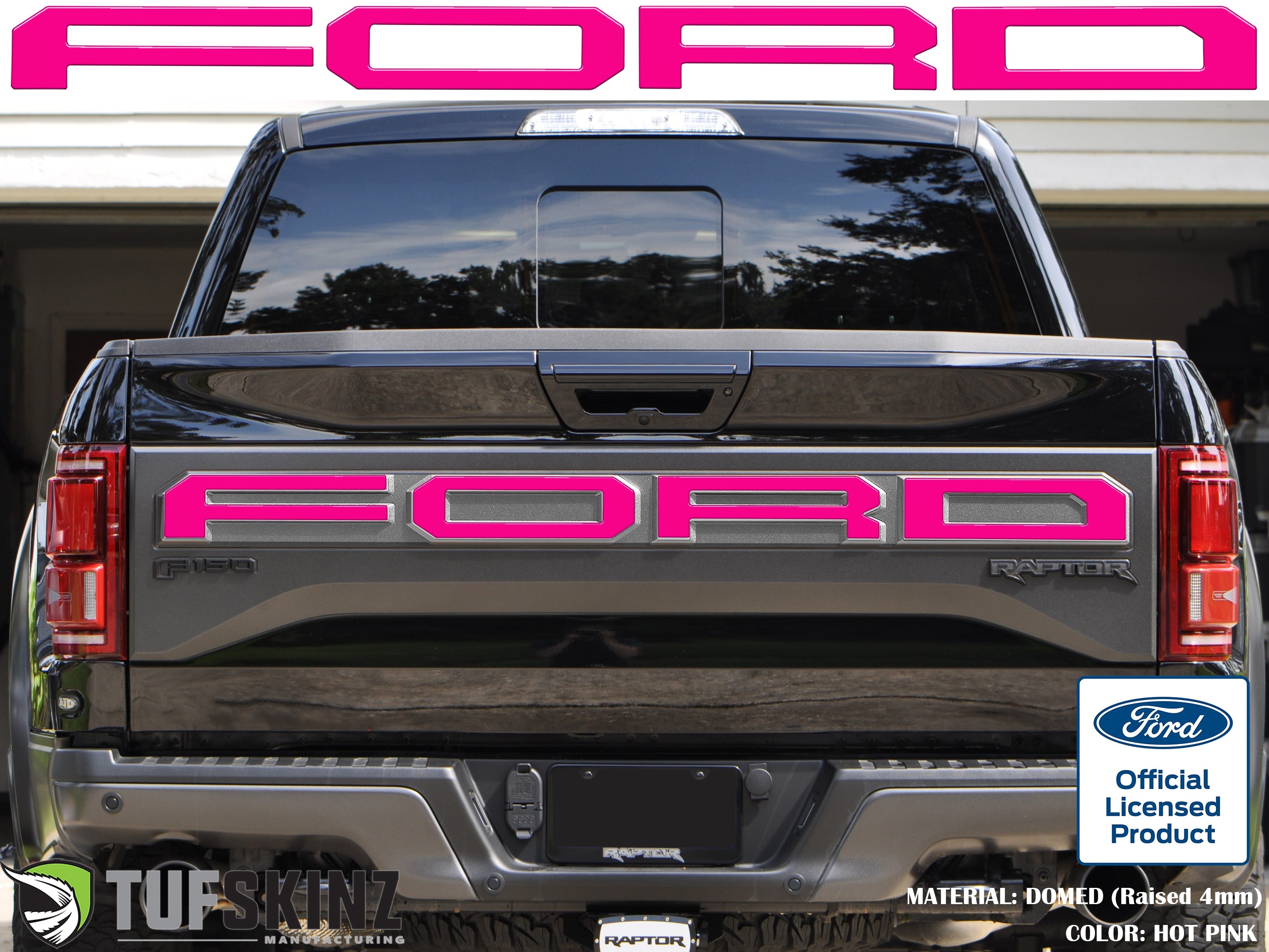 "FORD" Raptor Tailgate Lettering Overlays Fits 2015-2018 Ford F-150 2015-2018 Hot Pink