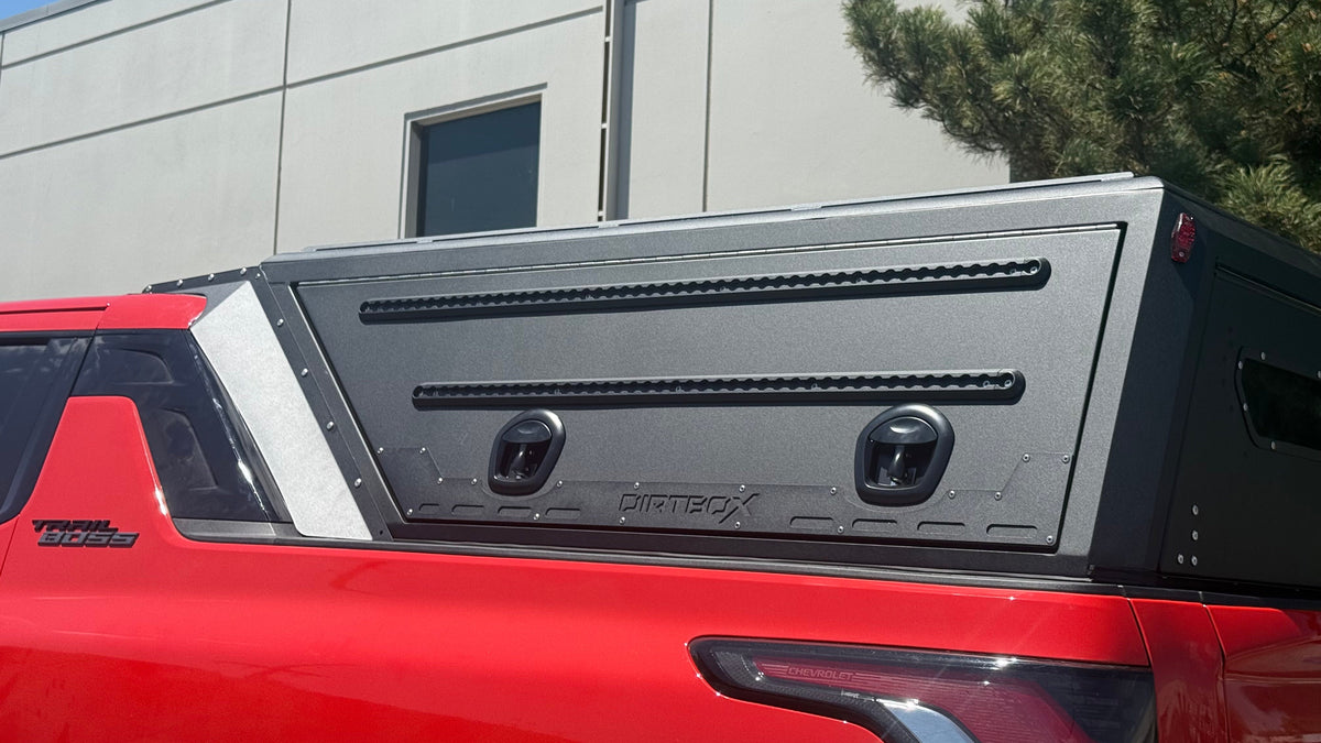Dirtbox Overland EV truck topper for Chevy Silverado EV and GMC Sierra EV