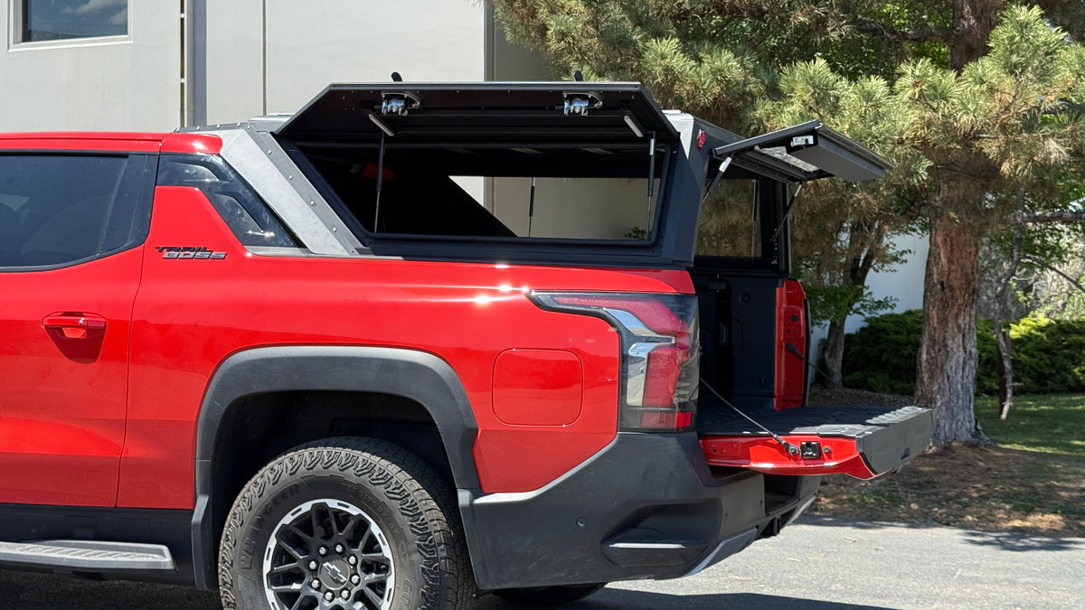 Dirtbox Overland EV truck topper for Chevy Silverado EV and GMC Sierra EV
