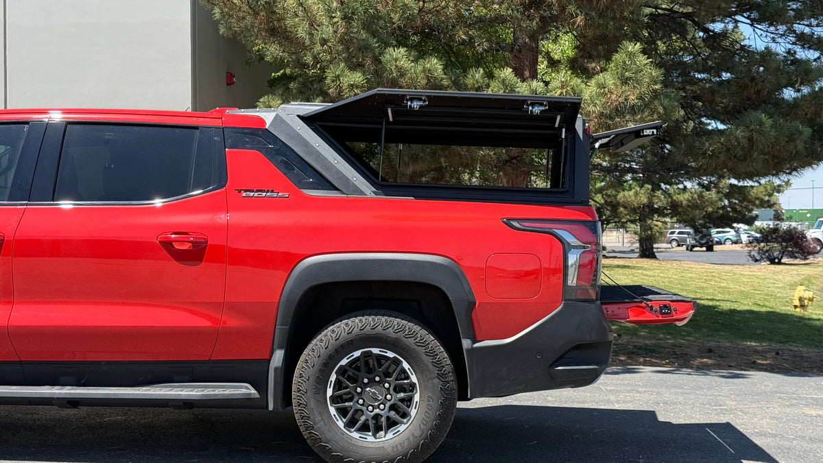 Dirtbox Overland EV truck topper for Chevy Silverado EV and GMC Sierra EV