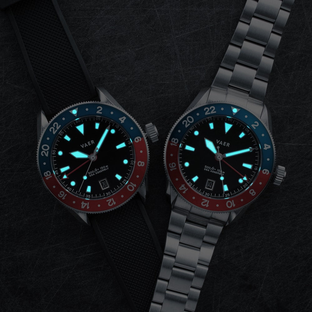 VAER G2 Meridian Watch - Navy/Red - 39mm USA GMT