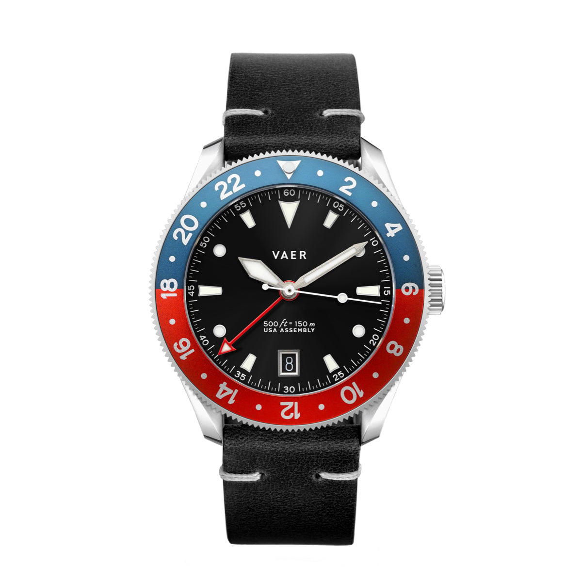 VAER G2 Meridian Watch - Navy/Red - 39mm USA GMT