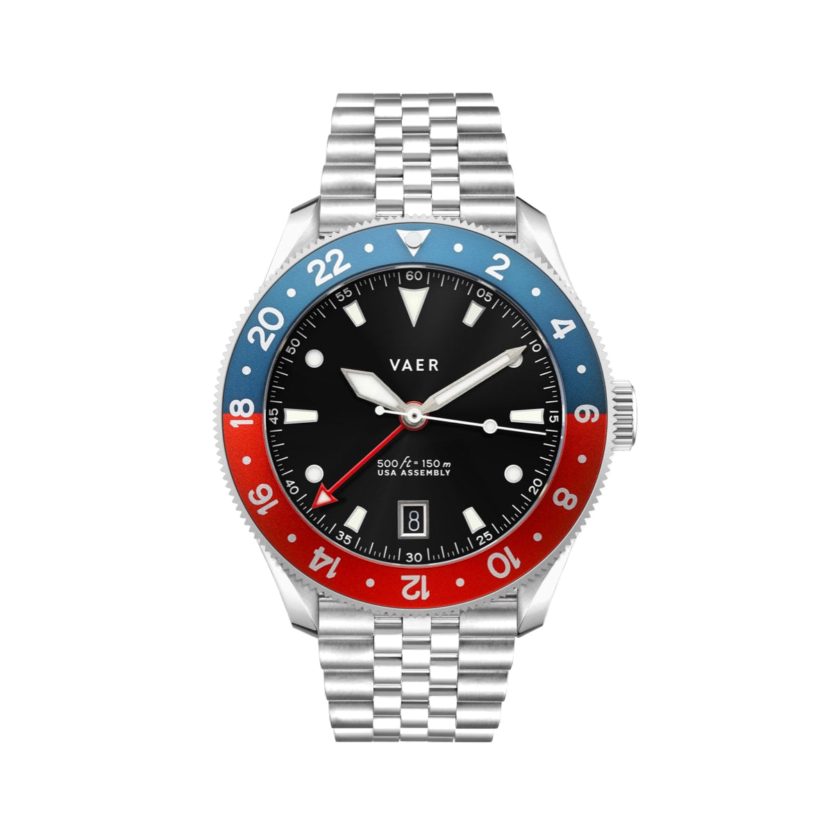VAER G2 Meridian Watch - Navy/Red - 39mm USA GMT