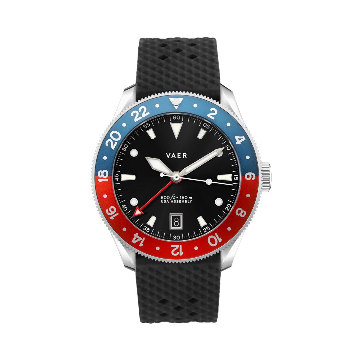 VAER G2 Meridian Watch - Navy/Red - 39mm USA GMT