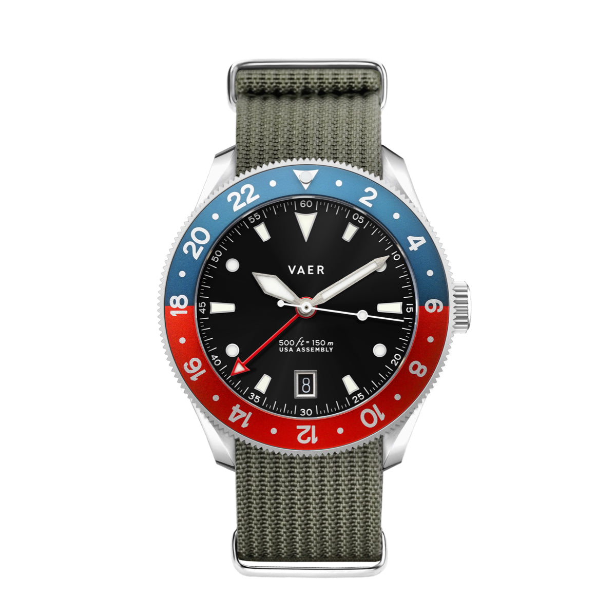 VAER G2 Meridian Watch - Navy/Red - 39mm USA GMT