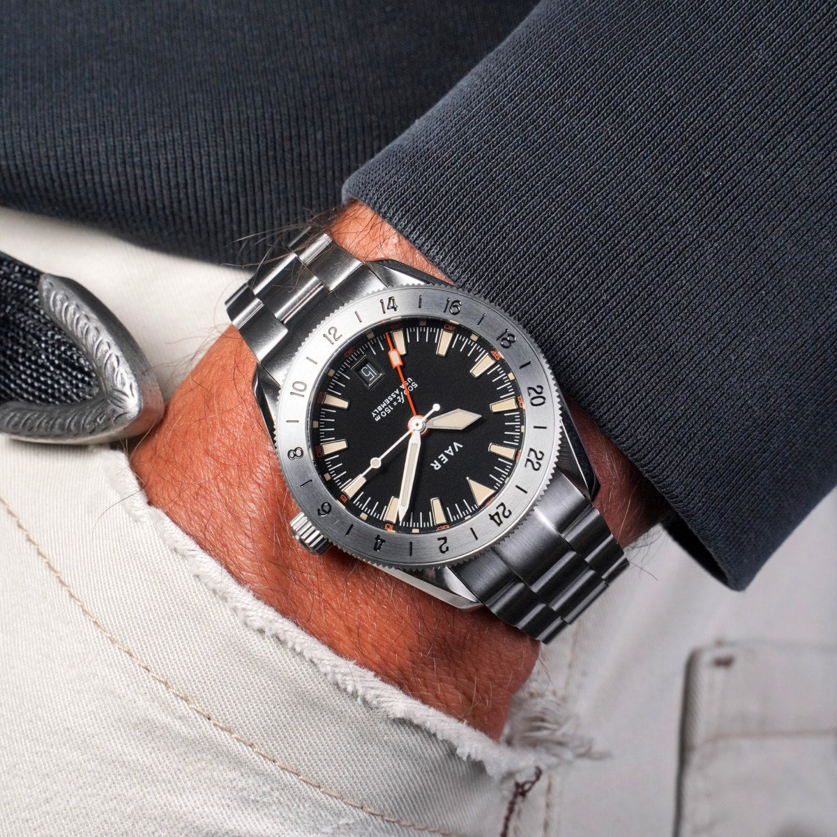 VAER G2 Pacific Steel GMT Mens Watch - 39mm USA