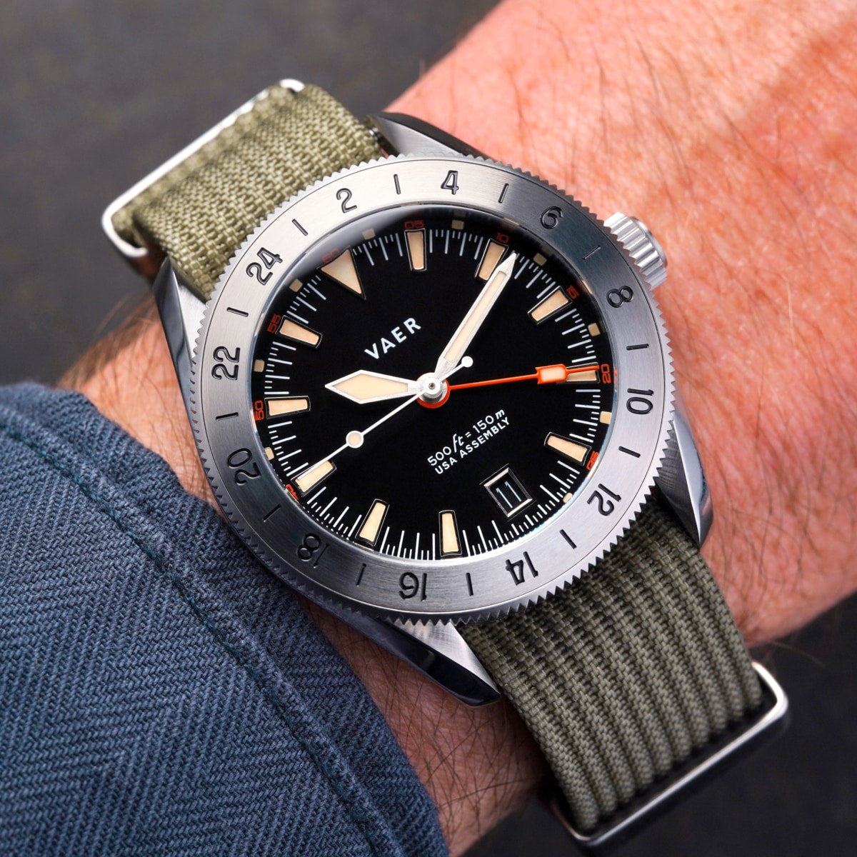 VAER G2 Pacific Steel GMT Mens Watch - 39mm USA