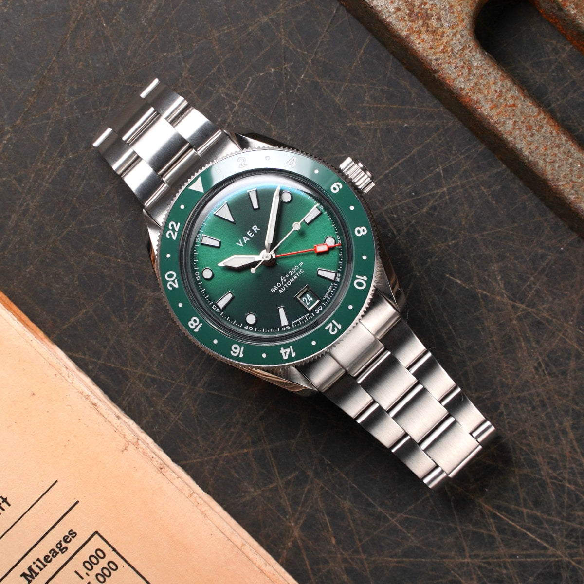 VAER G5 Meridian Green GMT Mens Watch - 39mm USA
