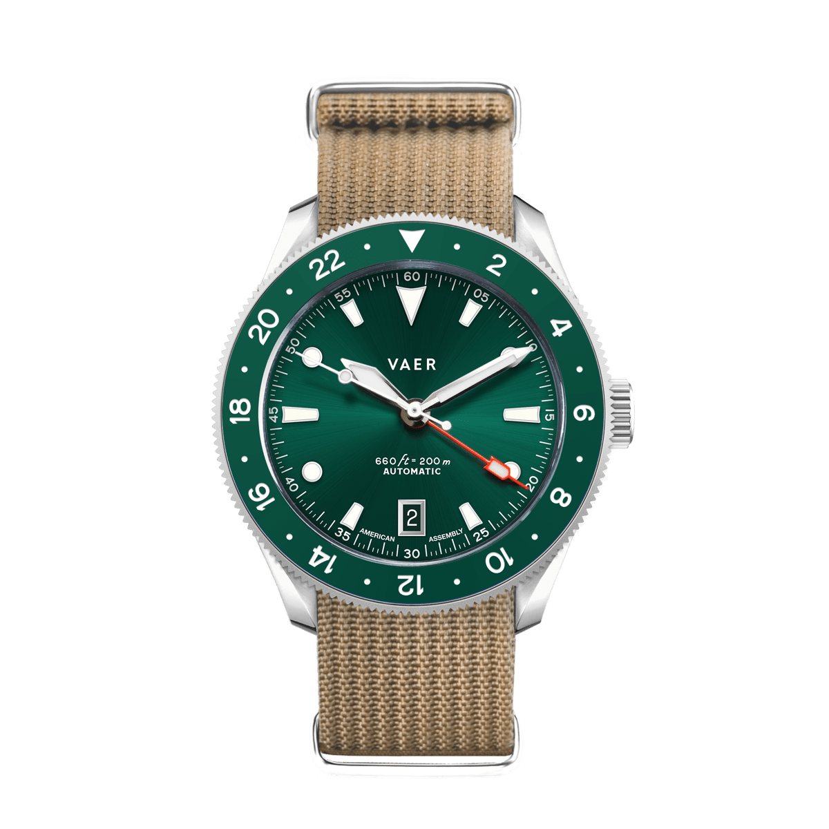 VAER G5 Meridian Green GMT Mens Watch - 39mm USA