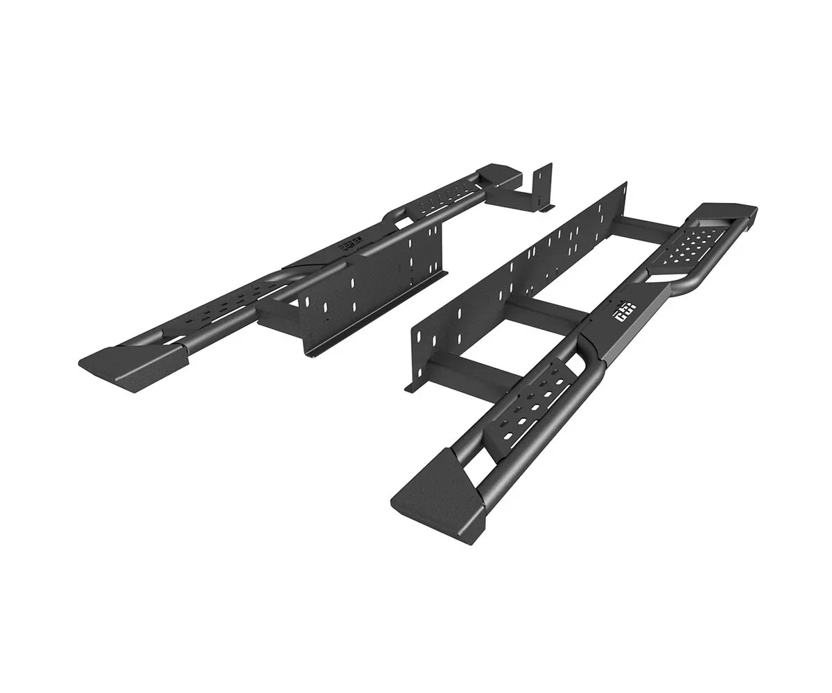 Black steel overland rock sliders for Lexus GX460, heavy-duty off-road vehicle accessories