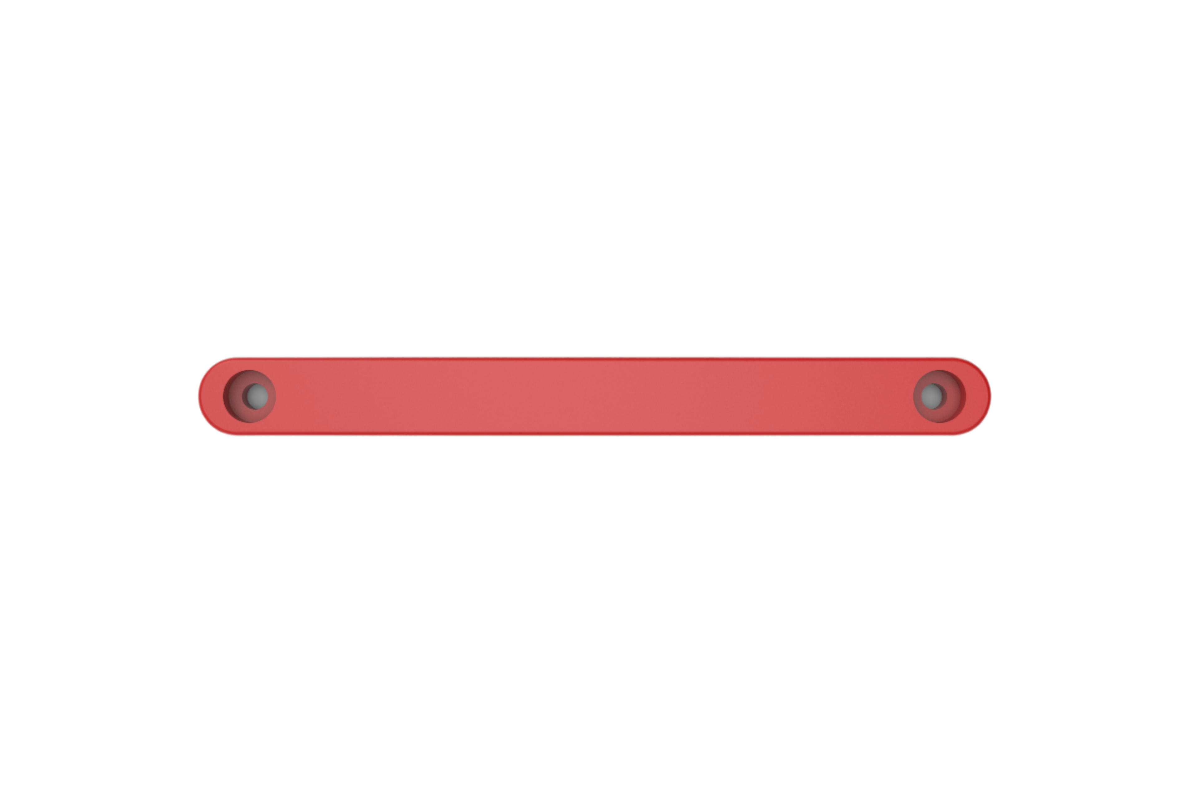 Red metal grab handle with two mounting holes for off-road vehicles or camping gear.