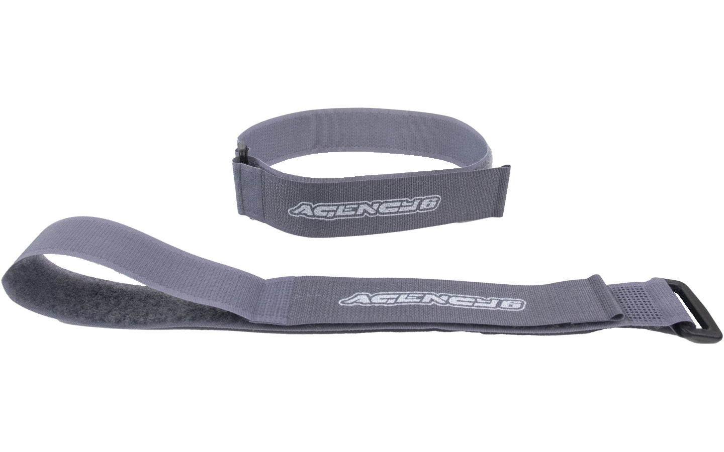 Grey adjustable hook and loop utility straps for overlanding or camping gear organization