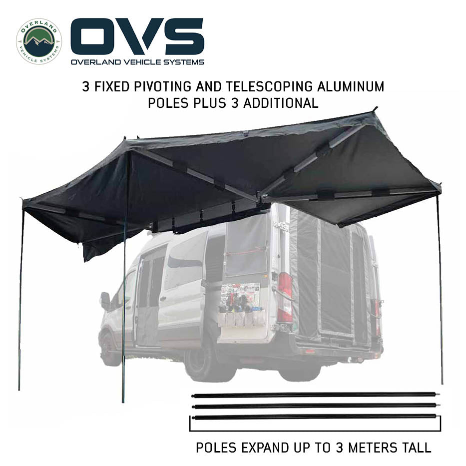 Overland Vehicle Systems HD Nomadic 270 driver side awning for mid-high roof vans - view 4