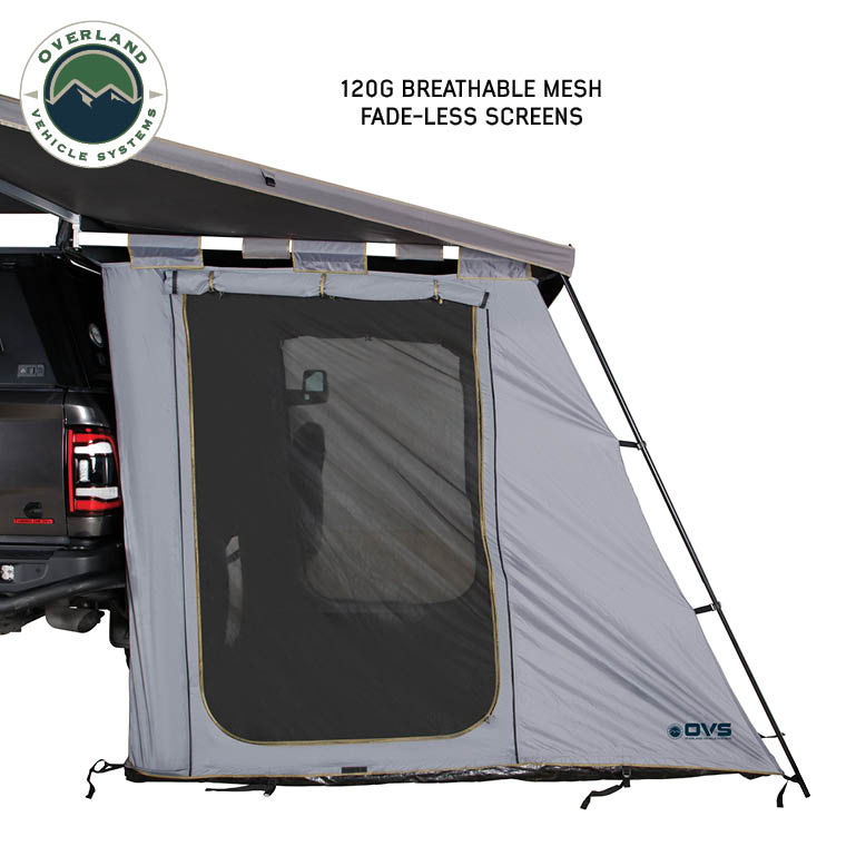 OVS HD Nomadic 270/180 degree awning annex room enclosure, grey body, green trim - view 3