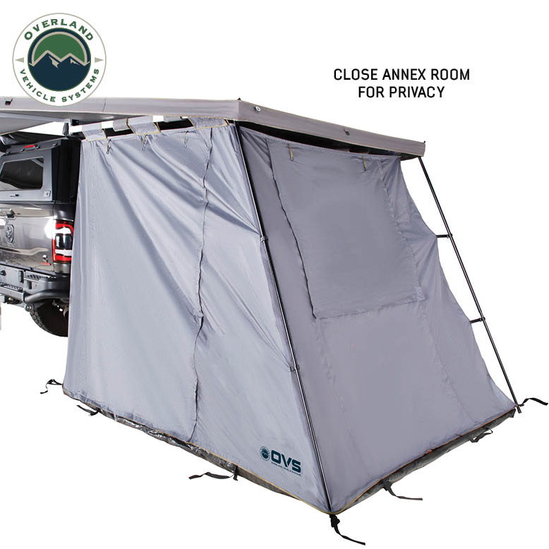 OVS HD Nomadic 270/180 degree awning annex room enclosure, grey body, green trim - view 4