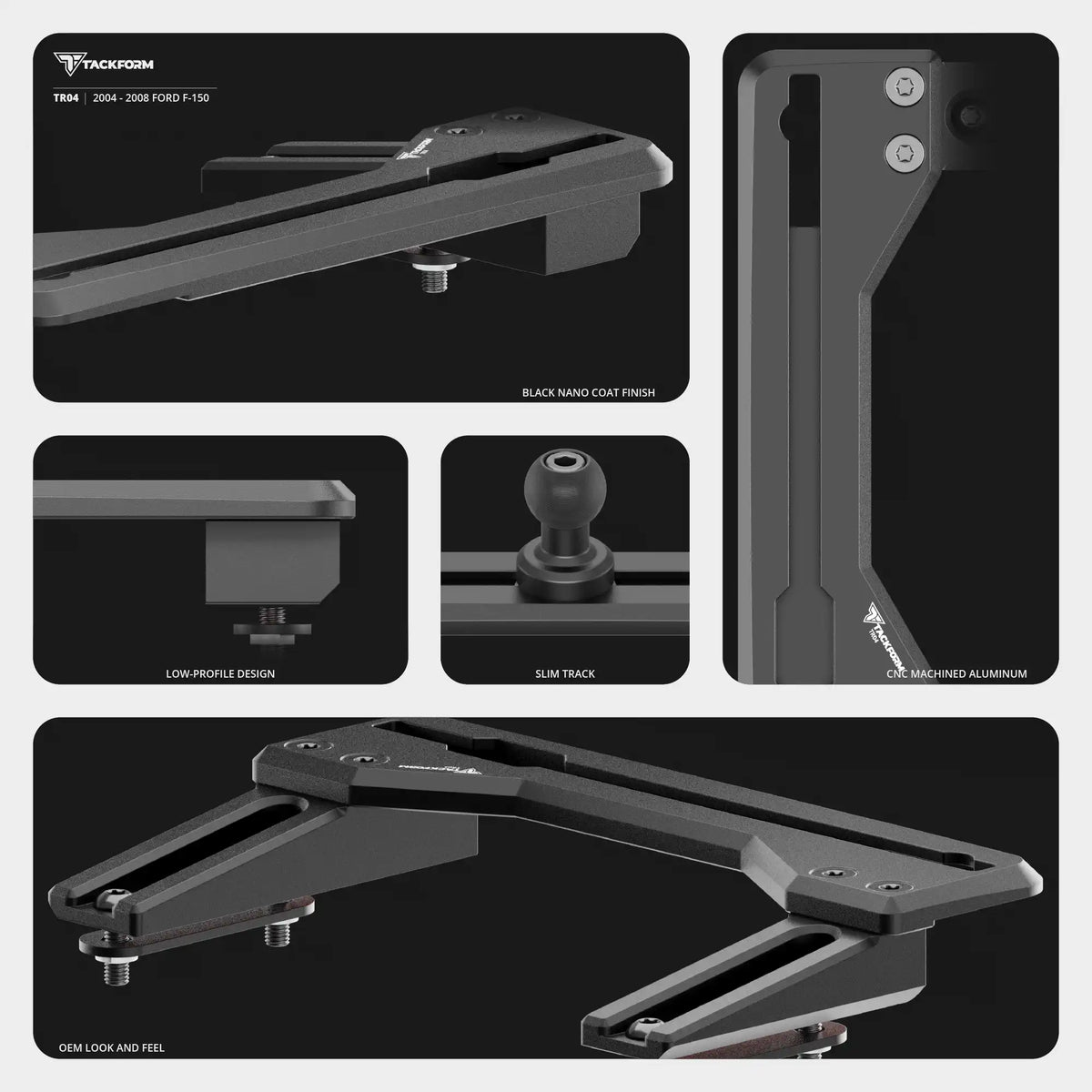 TRAXX™ - Slim Track Dash Bracket With Qi2.2/MagSafe Charging & Cooling Phone Mount | 2004-2008 Ford F-150