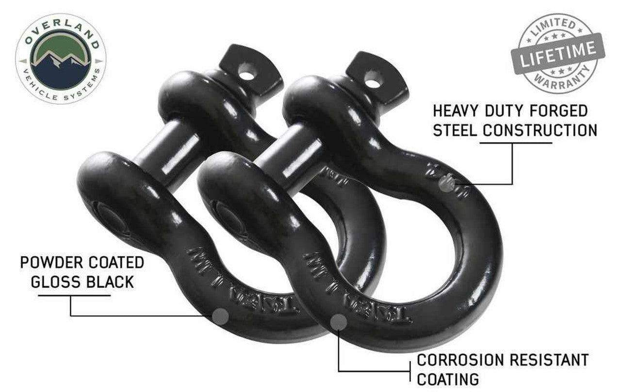 Heavy Duty 3/4" D-Ring Recovery Shackle - 4.75 Ton/9500 Lb. Rating (PAIR)