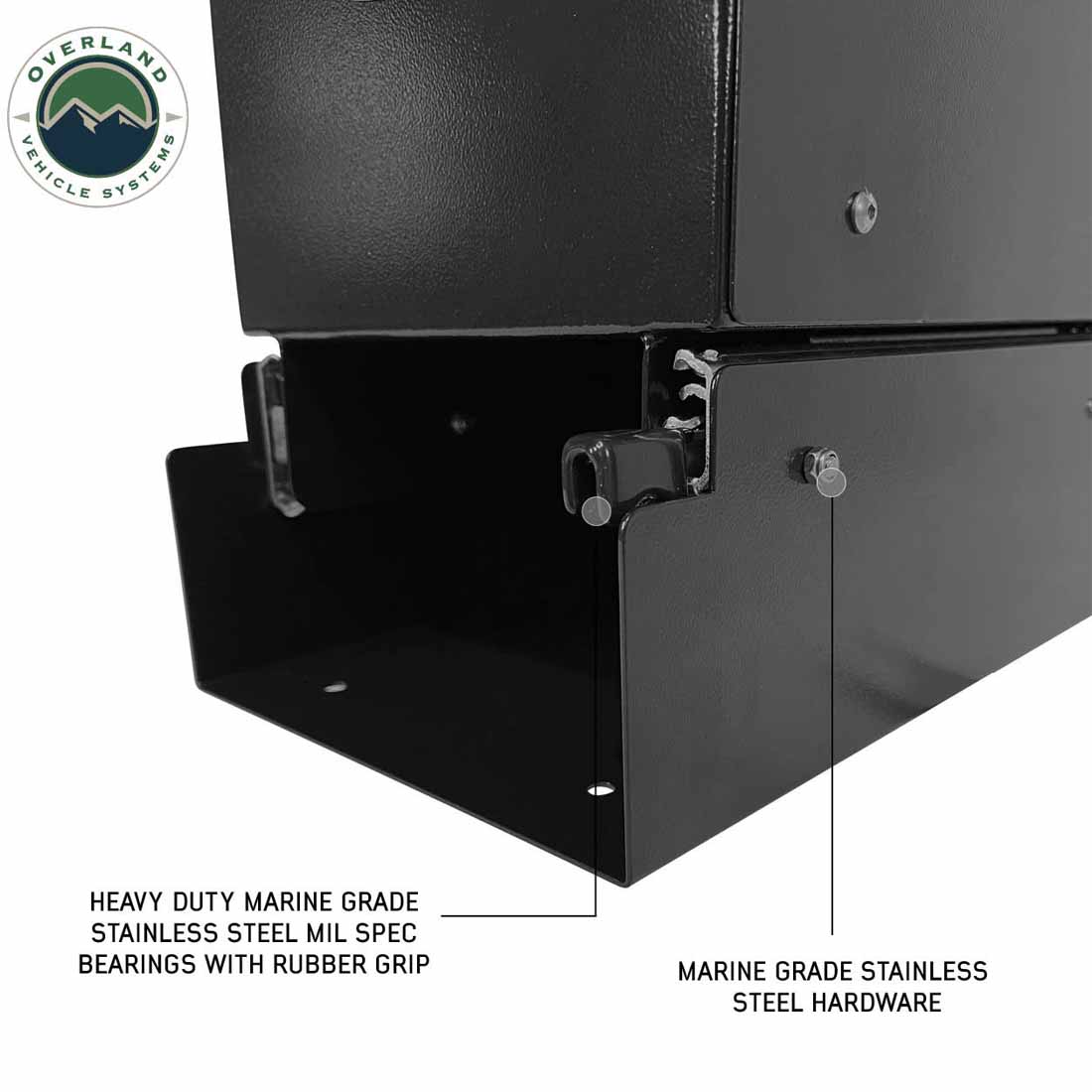 Overland Vehicle Systems Highline slide out camping storage system in black powder coat - view 4