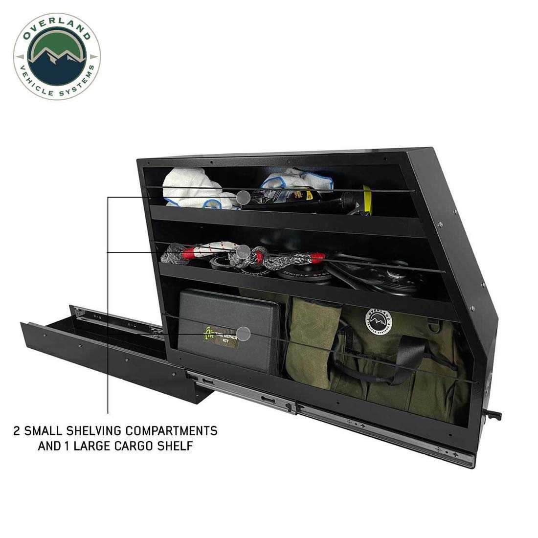 Overland Vehicle Systems Highline slide out camping storage system in black powder coat - view 8
