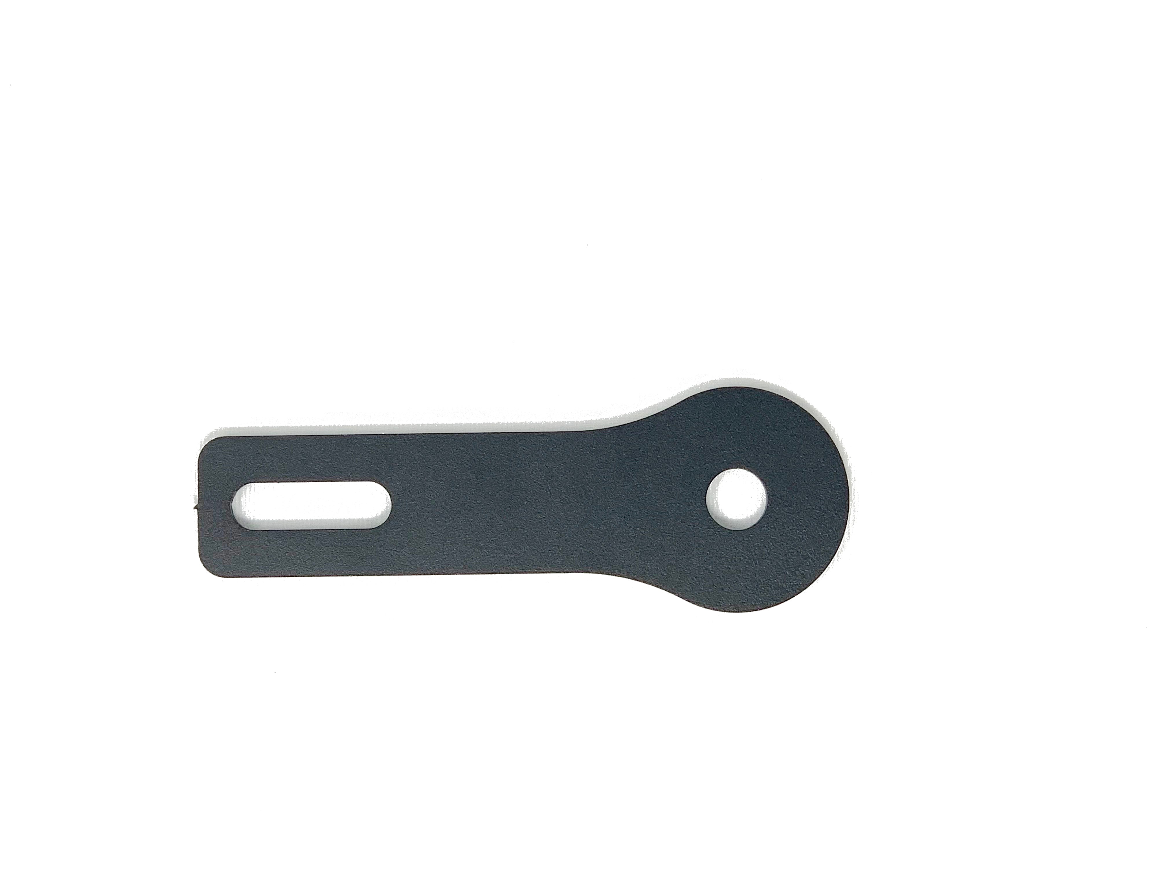 Black metal hood ditch light extension bracket for CB antenna mount on white background