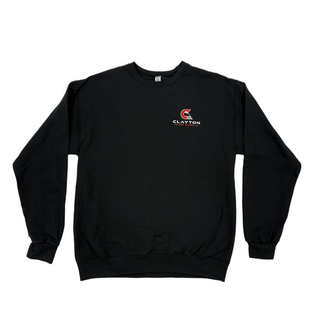 Clayton Off Road black crew-neck sweatshirt, universal fit