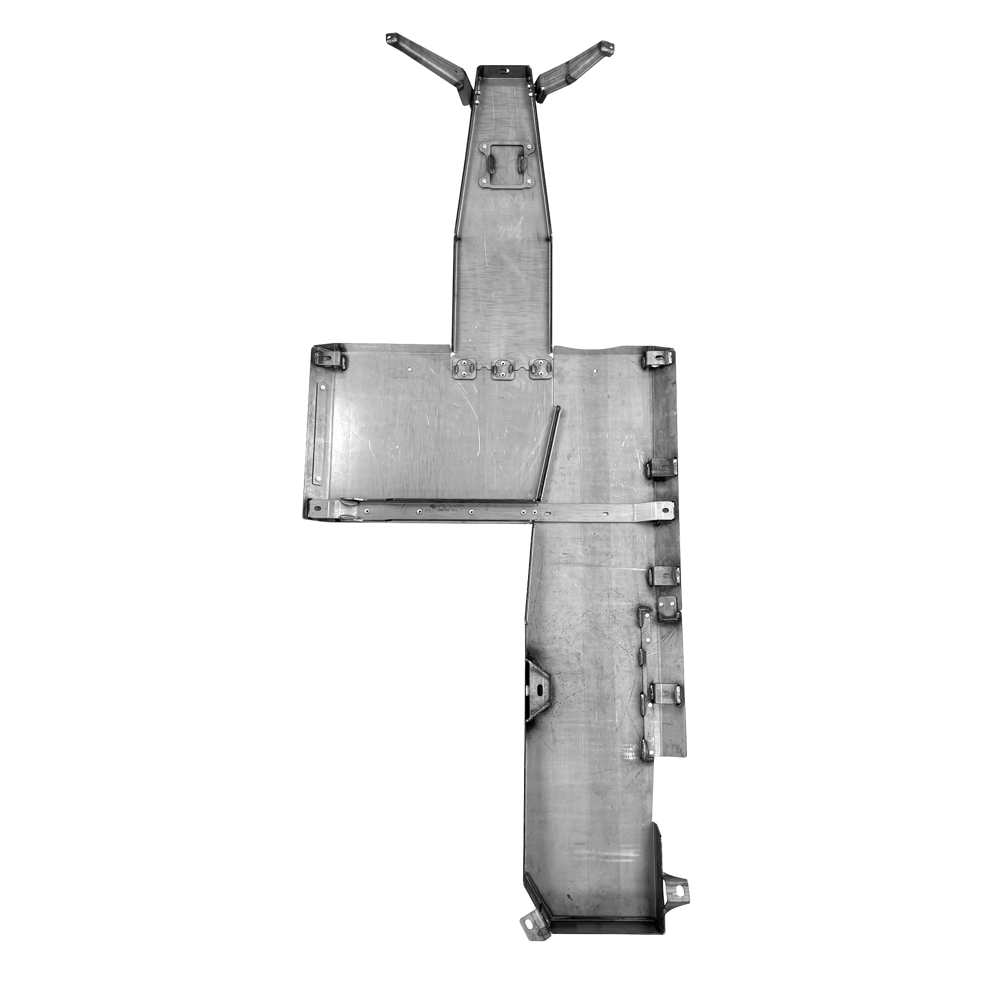 Aluminum skid plate for vehicle undercarriage protection, suitable for off-road trucks and SUVs.