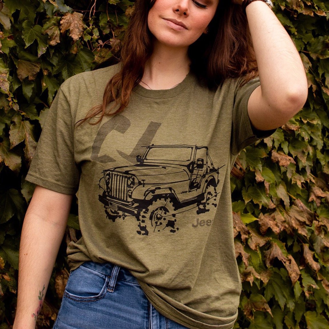 Camiseta verde militar de mezcla triple para hombre Jeep® CJ - Serie LDD