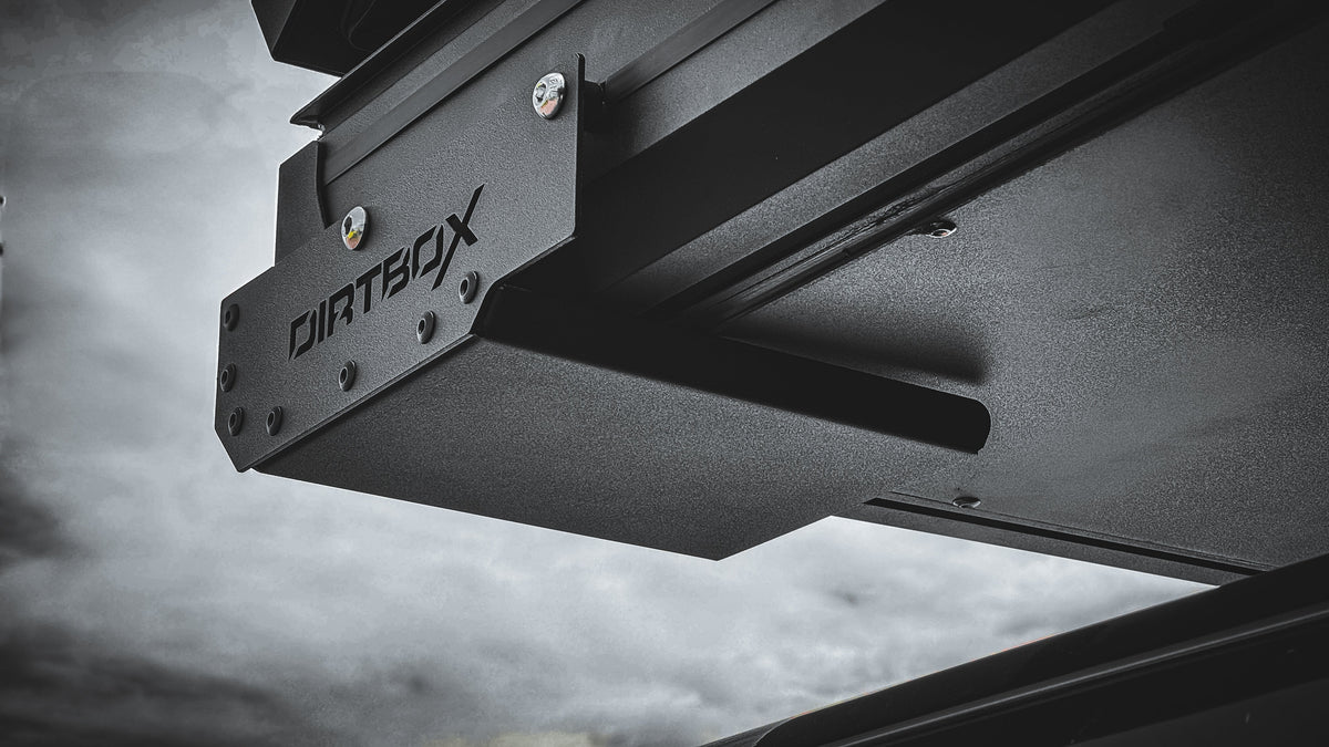 Dirtbox Overland Canopy Camper Rain Gutter in black