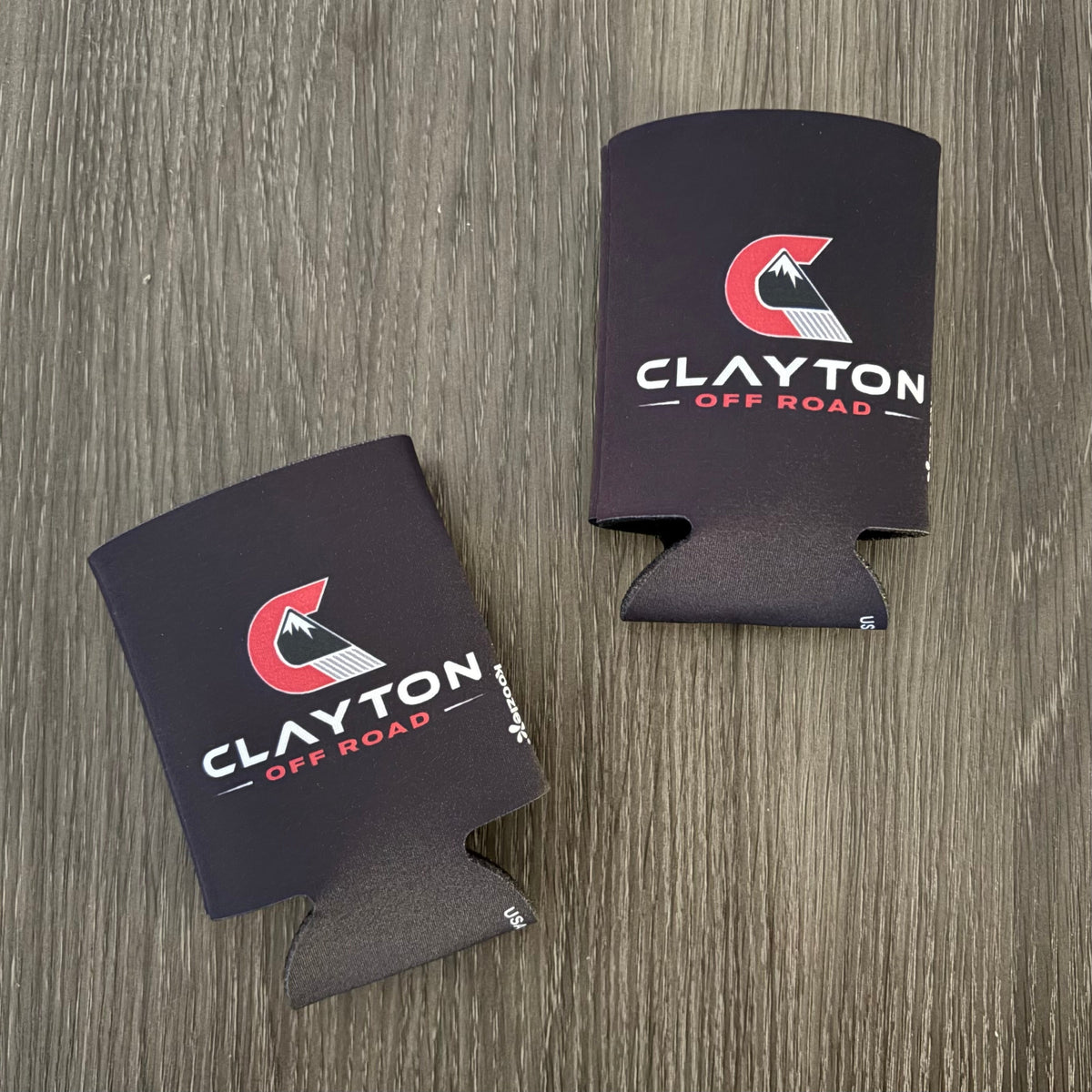Clayton Off Road beverage koozies two pack, universal fit