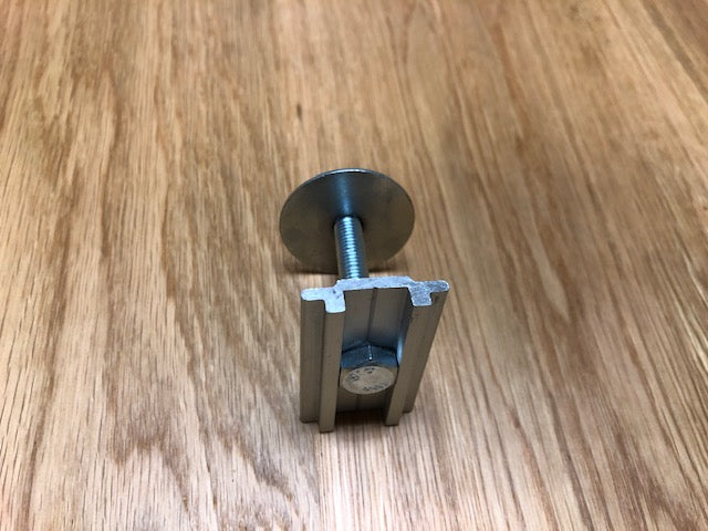 Aluminum mounting bracket bolt assembly for overlanding vehicle accessories on wood surface