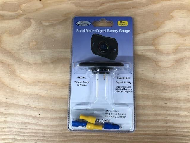 Medidor digital y LED de 12 V para montaje en panel de 29 mm Equipt (10,5-14,7 V)