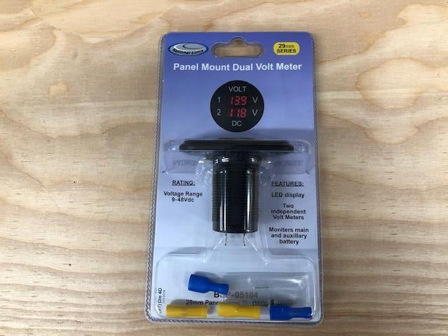 Equipt 29mm Panel Mount Dual Volt Meter (9-48Vdc)