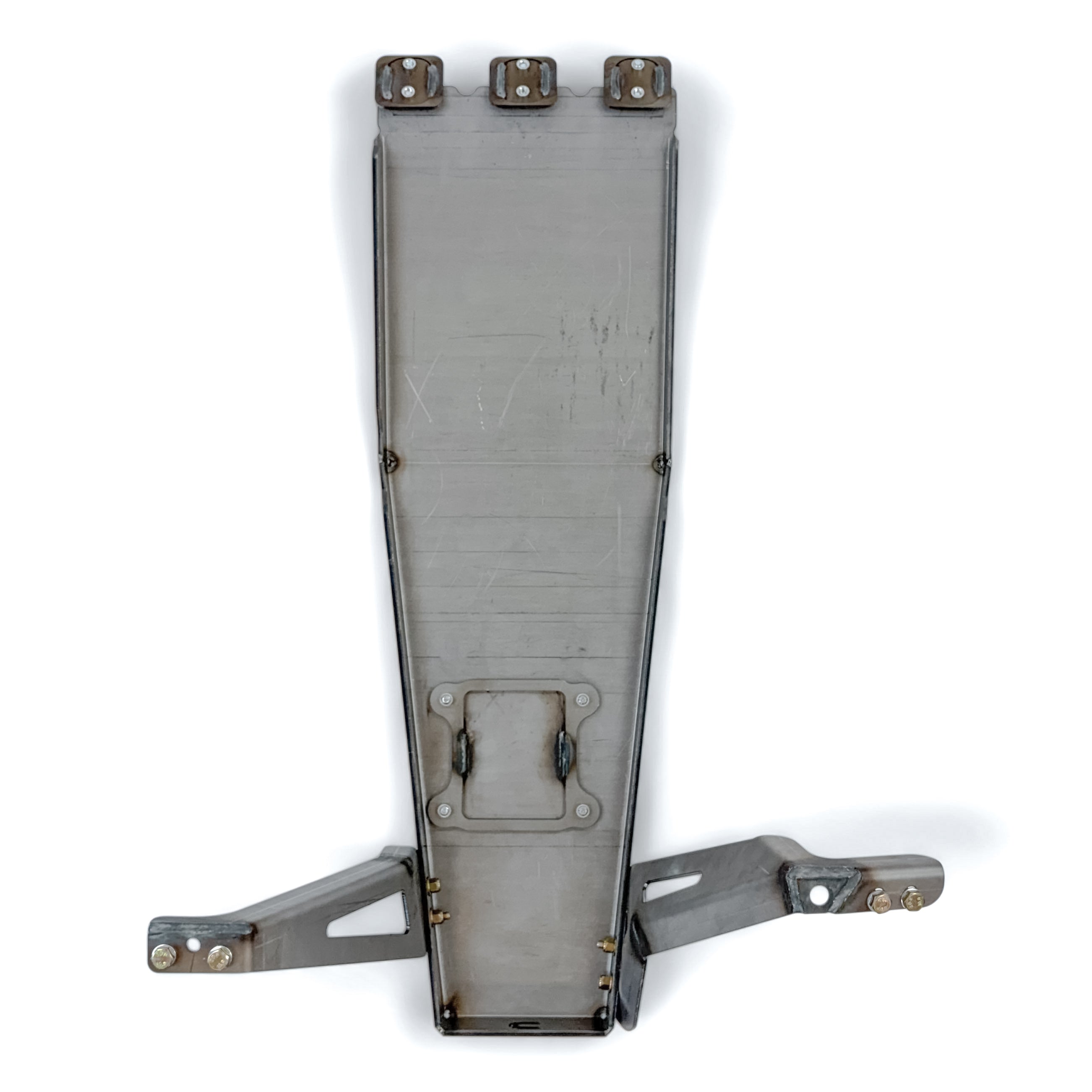 Steel skid plate for off-road vehicle undercarriage protection, compatible with Toyota Tacoma