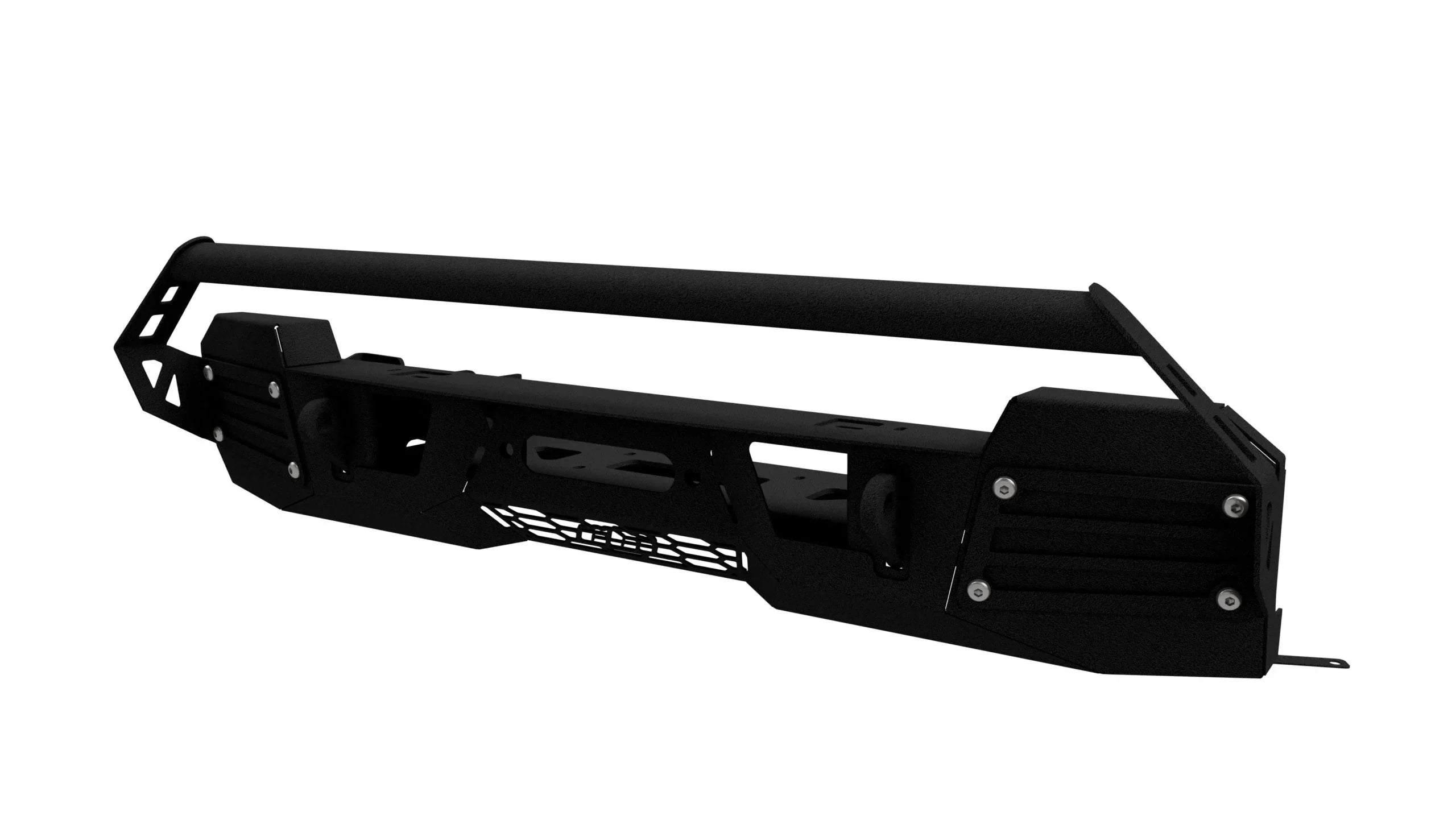 Heavy-duty black steel off-road front bumper with grille guard for Toyota Tacoma or 4Runner